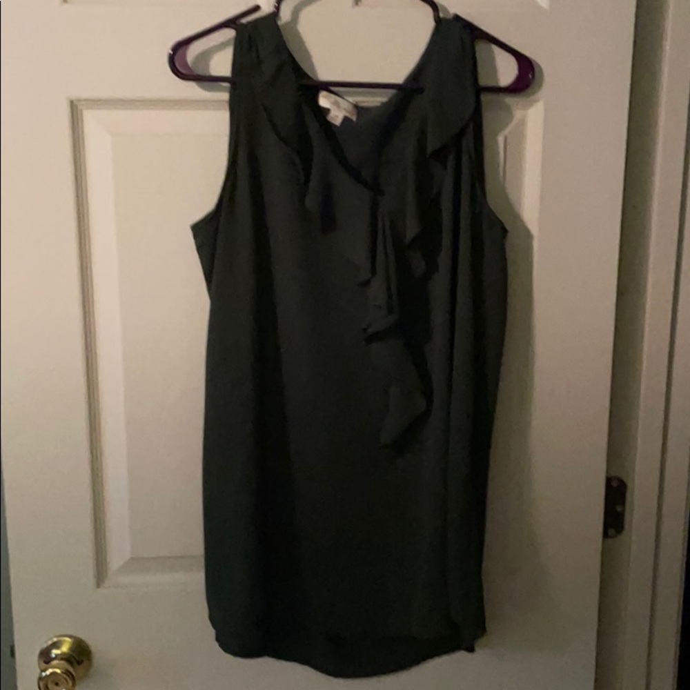 Misia 1X Green Ruffle Tank Top